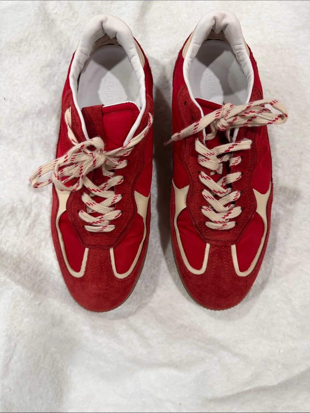 ALOHAS (Never worn) Red and Cream Retro Runner Sneakers